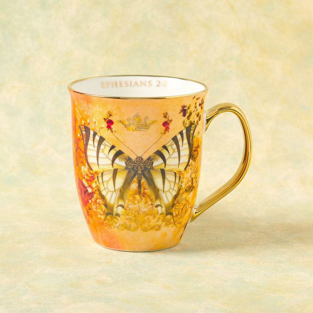 Mug Orange/White Butterfly Grace Eph. 2:8