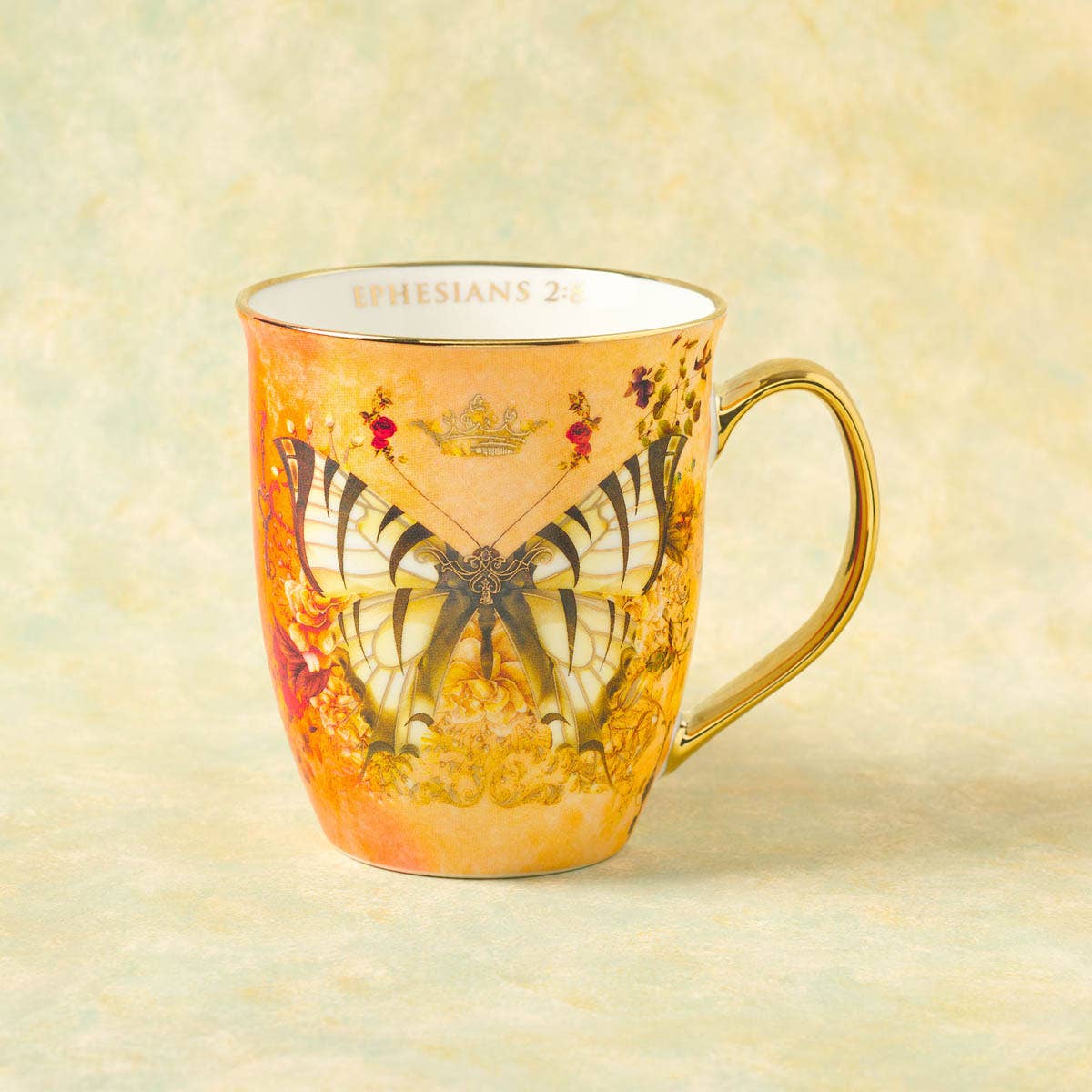 Mug Orange/White Butterfly Grace Eph. 2:8